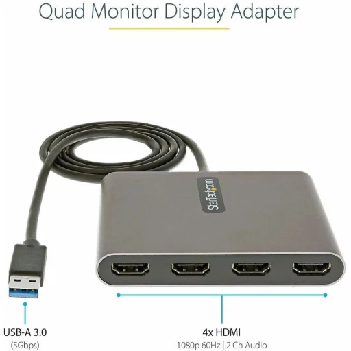 Imagen 1 de Adaptador USB 3.0 a 4 HDMI Quad Monitor - StarTech  USB32HD4