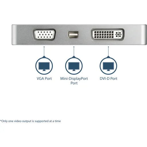 Imagen 2 de Adaptador de Video StarTech 4en1 USB-C a VGA DVI HDMI MiniDisplayPort 30Hz Plata