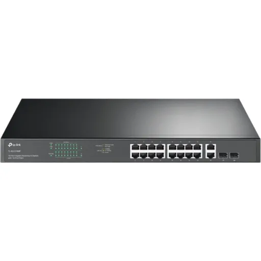 Imagen 2 de TP-Link JetStream TL-SG1218MP - V1 - conmutador - 16 x 10/100/1000 (PoE+) + 2 x 10/100/1000 + 2 x Gigabit SFP combinado - montaje en rack - PoE+ (250 W)