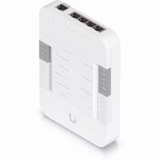 Imagen 0 de Ubiquiti UA-HUB-GATE Hub control acceso con 2 terminales puerta, terminal cerradura, terminal aux y 5 entradas adic. Desbloqueo por matrícula cámara AI. PoE. Conexión hasta 4 Access readers o cámaras