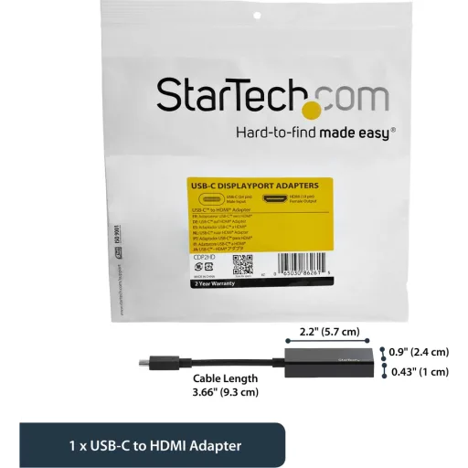 Imagen 1 de Adaptador USB-C Macho a HDMI Hembra Compatible con Resoluciones de Hasta UHD 4k