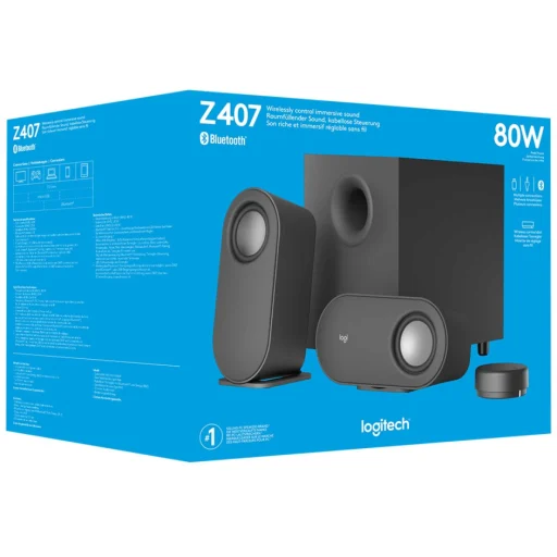 Imagen 7 de Parlantes Inalámbricos Logitech Z407 Reales40W Subw20W Ent. mUSB 3.5mm BT Negro