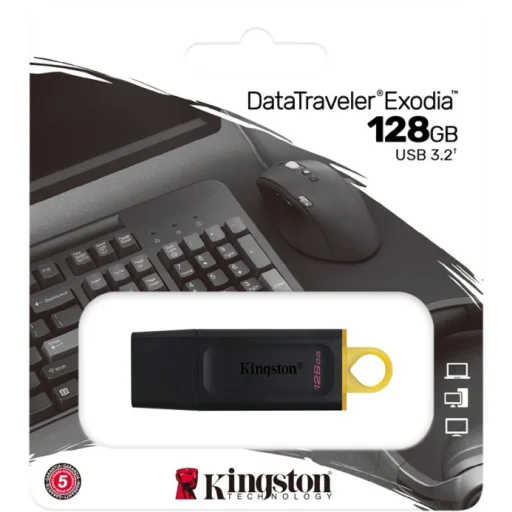 Imagen 6 de Pendrive 128GB Kingston DataTraveler Exodia USB3.2 Gen1 Lec110MBs Esc10MBs Negro
