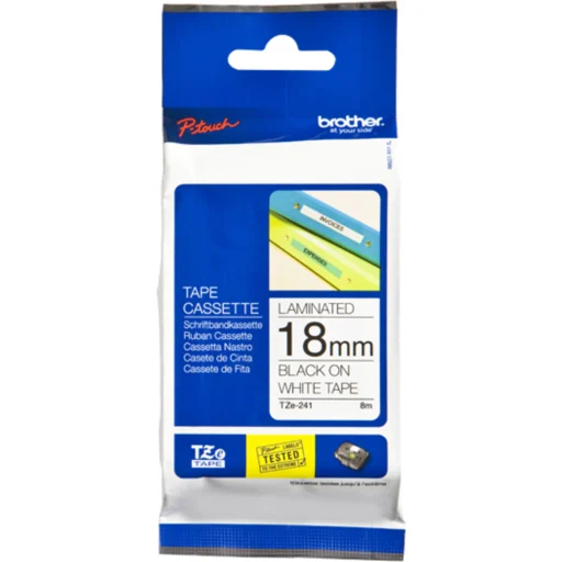 Imagen 0 de Etiquetas P-Touch de Brother TZE-241 TZE241 Negro Sobre Blanco 18mm*8m