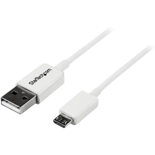 Imagen 0 de Cable USB Tipo-A (4 Pin) a USB micro B (5 pin) v2.0  Long 1mts Blanco - StarTech