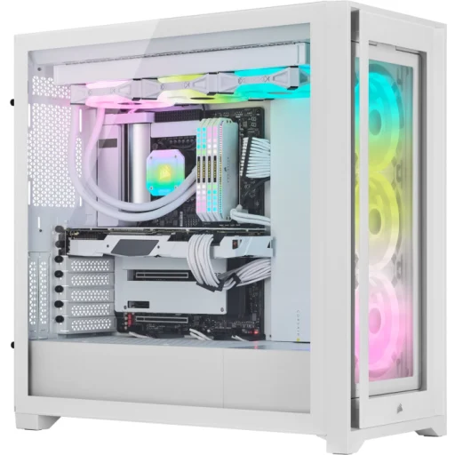 Imagen 1 de Gabinete Corsair iCUE 5000X RGB QL MidTower Ventana Cristal USB-C 2*USB3.0 Blanc