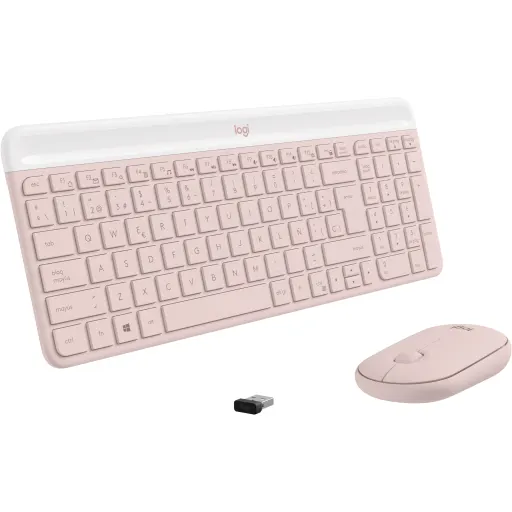 Imagen 3 de Kit Teclado Mouse Inalámbrico Logitech Slim MK470, 2.4GHz, USB Color Rosado
