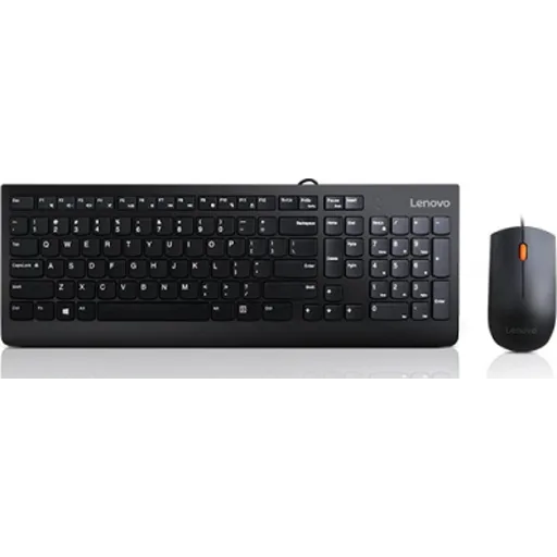 Imagen 0 de Kit Teclado Mouse Alámbrico Lenovo 300 USB Teclas Tipo Isla Ratón 1600 dpi Negro
