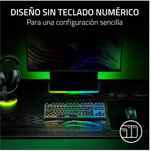 Imagen 3 de Taclado Gamer Alámbrico Razer Huntsman V3 X Tenkeyless Optic RGB, Español