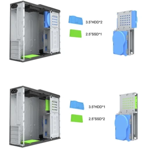 Imagen 3 de Gabinete PC Clio S-613 Fuente 600W Micro ATX Mini-ITX USB 3.0*1 USB-C*1 Negro