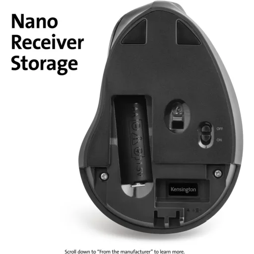Imagen 8 de Mouse Ergonómico Vertical Inalámbrico Kensington ProFit 6 Btns 1600dpi USB Negro