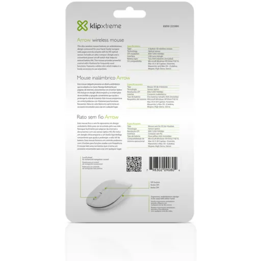 Imagen 5 de Mouse Inalámbrico KlipX KMW-335WH Óptico 1600DPI 2.4GHz 4 Botons Recp USB Blanco