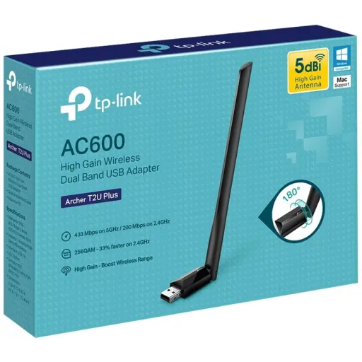 Imagen 3 de Adaptador de Red USB TP-Link Archer T2U Plus, WiFi 5 Dual Banda AC600