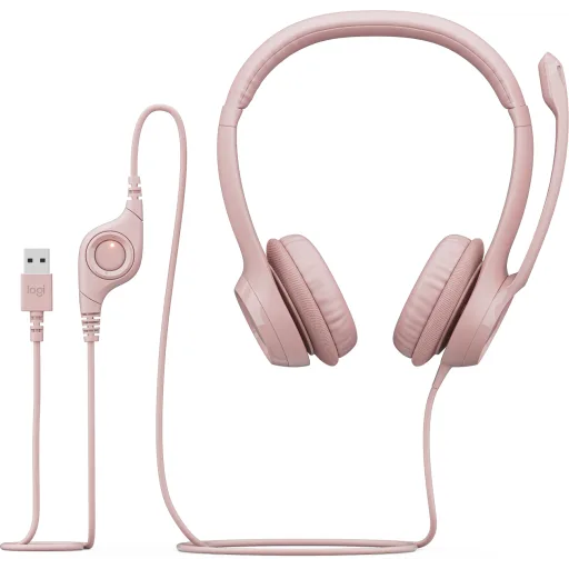 Imagen 4 de Audífonos Alámbricos Logitech H390 c/Mic bidirec Cancelacion de ruido USB Rosado