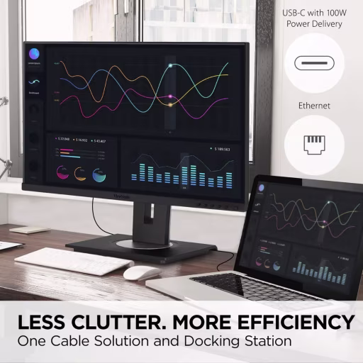 Imagen 1 de Monitor Viewsonic VG2756A-2K 27" QHD 2560*1440 IPS LAN DP HDMI USB-A USB-B USB-C