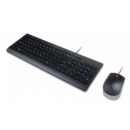 Imagen 1 de Kit Teclado Mouse Alámbrico Lenovo Essential Español, Óptico 1000DPI USB Negro