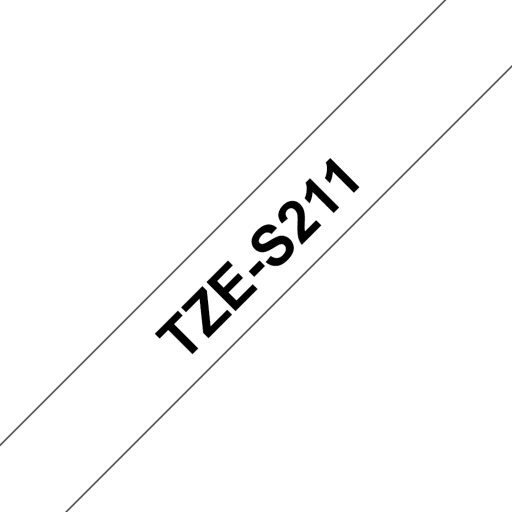 Cinta Rotuladora Brother TZE-S211 Adhesivo 6mm x 8mts  Negro sobre Blanco