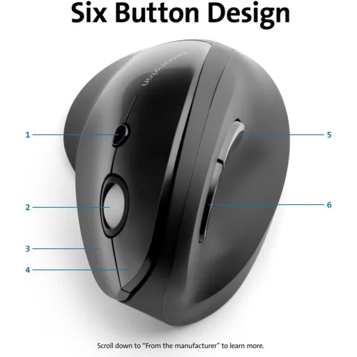 Imagen 14 de Mouse Ergonómico Vertical Inalámbrico Kensington ProFit 6 Btns 1600dpi USB Negro