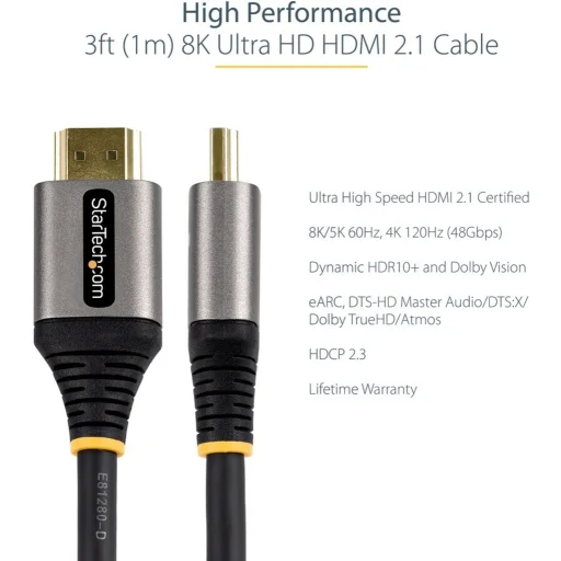 Imagen 9 de 3ft 1m Certified HDMI 2.1 Cable - 8K/4K