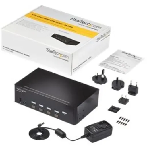Imagen 1 de StarTech.com Switch Conmutador KVM de 4 Puertos HDMI - 4K de 30Hz - de Pantalla Doble - Conmutador KVM / audio / USB - 4 x KVM / audio / USB - montaje en rack