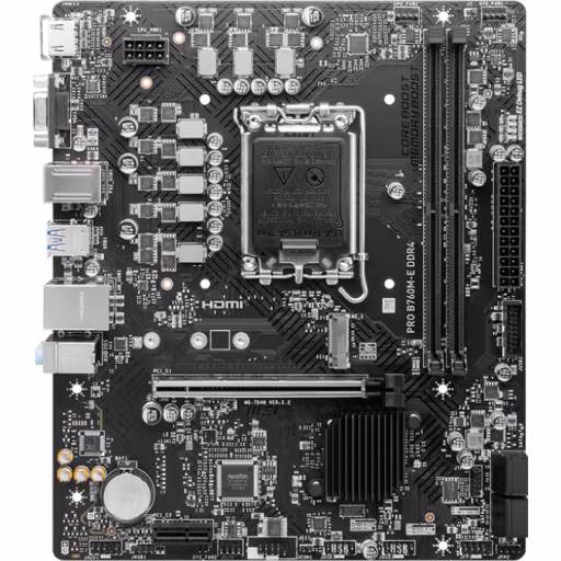 Imagen 1 de Tarjeta Madre MSI PRO B760M-E  LGA1700 14°G 2*DDR4 M.2 HDMI VGA SATA mATX