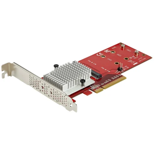 Imagen 1 de StarTech.com Adaptador PCI Express x8 para Dos SSD M.2 - PCI-E 3.0 - Tarjeta Adaptadora PCI-E para SSD M.2 NVMe AHCI - (PEX8M2E2) - Adaptador de interfaz - M.2 - Expansion Slot to M.2 - M.2 Card perfil bajo - PCIe 3.0 x8 - rojo - Conforme a la TAA