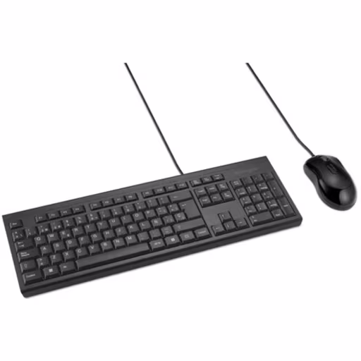 Kit Teclado Mouse Alambrico Kensington KM100 EQ, Español Res. derrame USB Negro