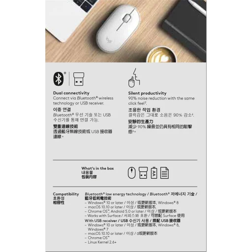 Imagen 27 de Mouse Inalámbrico Logitech Pebble M350 Óptico 1000dpi 3 Botones Color Blanco