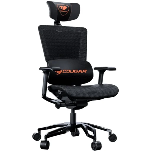 Imagen 0 de COUGAR Argo - Silla - ergonómico - reposabrazos - forma de T - inclinación - giratorio - piel PVC, malla - negro