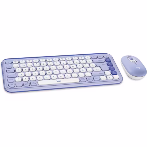 Imagen 1 de Kit Teclado y Mouse Logitech Pop Icon Conectividad Inalámbrica BT Lila/Blanco