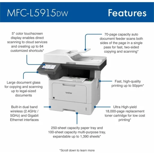 Imagen 4 de Impresora Multifunción Brother MFC-L5915DW 52ppm Duplex Eth. Wifi Band.250Hj 