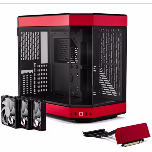 Imagen 0 de HYTE Y60 BLACK / RED (open Box) ATX CASE 3X 120mm Fan Riser Cable PCIe 4.0 Included Aesthetic CS-HYTE-Y60-R1-BR