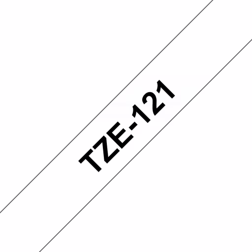 Cinta Brother TZE-121 Texto negro sobre fondo transparente 9mmx8mt PT-3600/9700