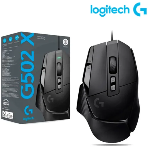 Mouse Gamer Logitech G502 X 13 controles progr.  5 perfiles HERO 25K Negro