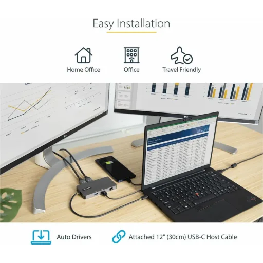 Imagen 6 de Docking Station StarTech USB C a 2*HDMI 4K 60Hz USB-C 2*USB-A3.2 LAN mSD/SD Gris