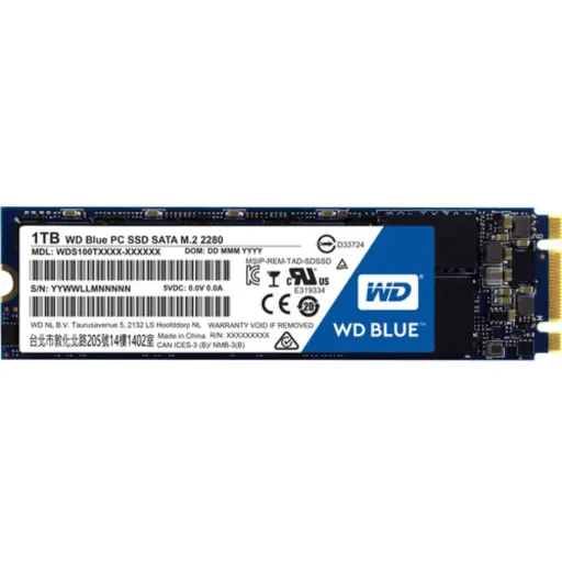 Imagen 0 de Unidad SSD Western Digital Blue 1TB M.2 22*80 SATA 3 6GB/s 3D NAND Lec560MB/s