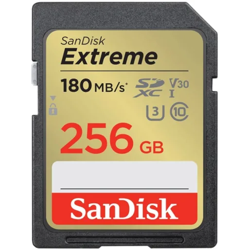 SanDisk Extreme - Tarjeta de memoria flash - 256 GB - Video Class V30 / UHS-I U3 / Class10 - SDHC UHS-I
