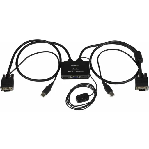 Imagen 0 de StarTech.com Switch Conmutador KVM de Cable con 2 Puertos VGA USB Alimentado por USB con Interruptor Remoto - Conmutador KVM - 2 x KVM port(s) - 1 usuario local - sobremesa