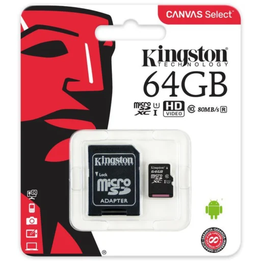 Imagen 0 de Memoria Micro SD Kingston 64GB + Adap. SDHC/SDXC CL10 UHS-I