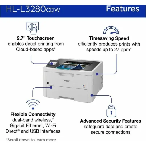 Imagen 4 de Impresora Brother HL-L3280CDW, Láser Color Wi-Fi USB Dúplex Color 27ppm
