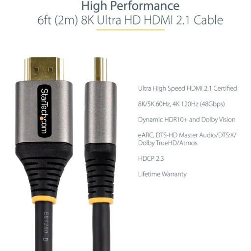 Imagen 3 de 6ft 2m Certified HDMI 2.1 Cable - 8K/4K