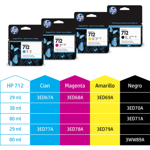 Imagen 2 de Cartridge HP 712 Negro para Impresora DJ T210 T230 T250 T630 T650, 80ml  