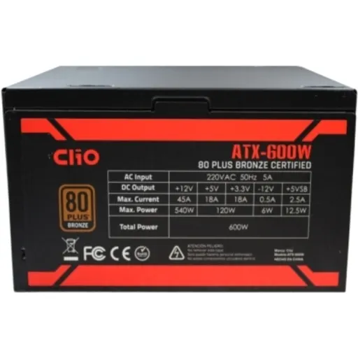 Imagen 2 de Fuente de Poder CLIO ATX-600W 80 PLUS BRONZE, 600W No Modular ATX Negro