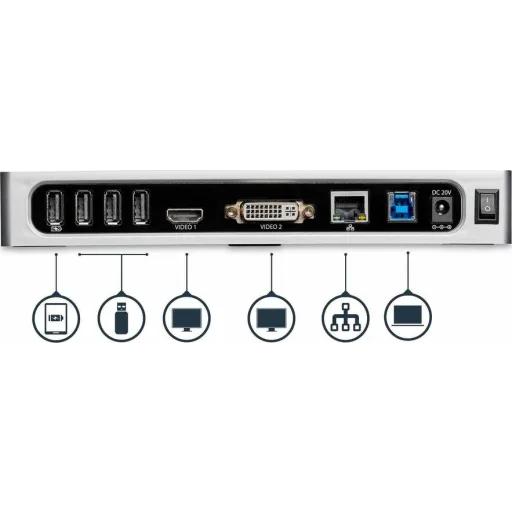 Imagen 4 de Docking Station StarTech Host USB 3.0, Prtos HDMI DVI 6*USB3.1 USB-B Audio LAN.