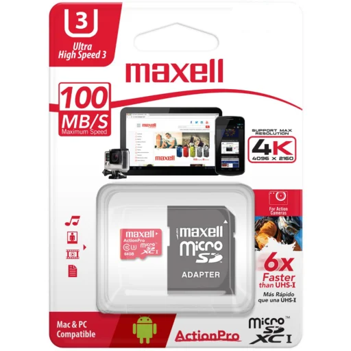 Imagen 0 de Maxell ActionPro microSDXC 128 GB UHS-I (Speed Class 3) (667x MCSD-128GB UHS3)