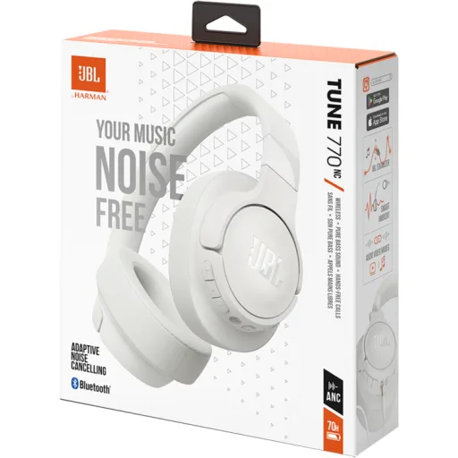 Imagen 1 de Audífonos inalámbricos JBL TUNE 770NC, OverEar Bluetooth c/Mic USB-C Blancos