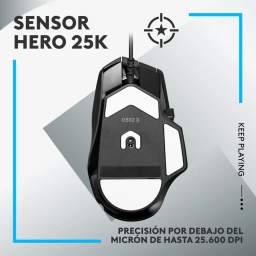 Imagen 6 de Mouse Gamer Logitech G502 X 13 controles progr.  5 perfiles HERO 25K Negro