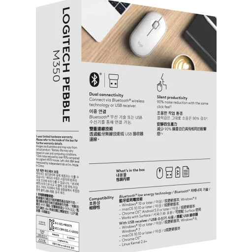 Imagen 10 de Mouse Inalámbrico Logitech Pebble M350 Óptico 1000dpi 3 Botones Color Blanco
