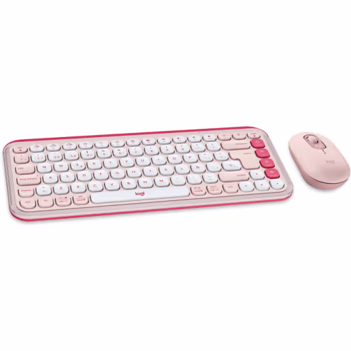 Imagen 1 de Kit Teclado y Mouse Logitech Pop Icon Conectividad Inalámbrica BT Rosado/Blanco
