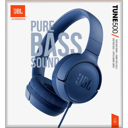 Imagen 1 de Audífonos Alámbricos JBL Tune 500, On-ear Conector 3.5mm Plegable Color Azul